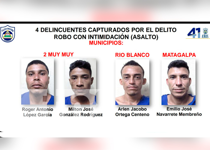 Homicidio, violencia contra la mujer, robos con violencia entre otros delitos es por lo que fueron detenidos 10 personas en el departamento de Matagalpa